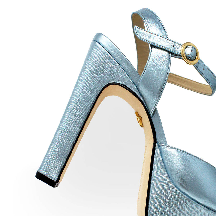 SABRINA 135 - Azul Perlizado Regina Romero Zapato Sandalia Plataforma Tacon Alto Para Dama en Piel