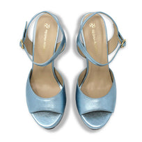 SABRINA 135 - Azul Perlizado Regina Romero Zapato Sandalia Plataforma Tacon Alto Para Dama en Piel
