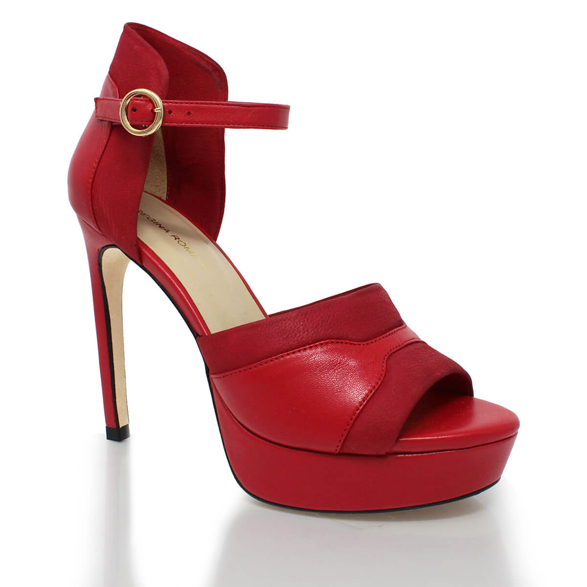ALAIS 125 - Rojo Regina Romero Zapato Sandalia Plataforma Tacon Alto Para Dama en Piel
