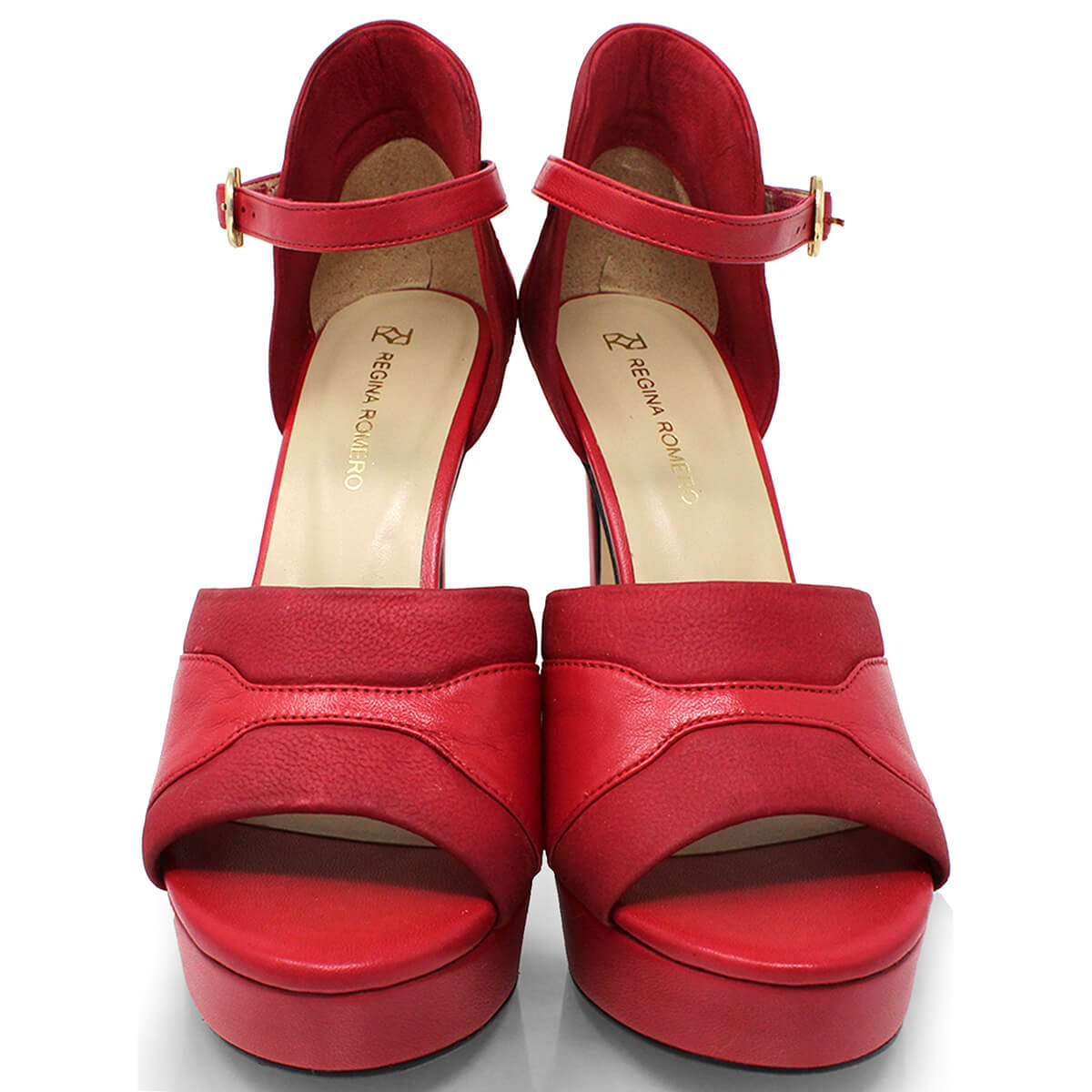 ALAIS 125 - Rojo Regina Romero Zapato Sandalia Plataforma Tacon Alto Para Dama en Piel