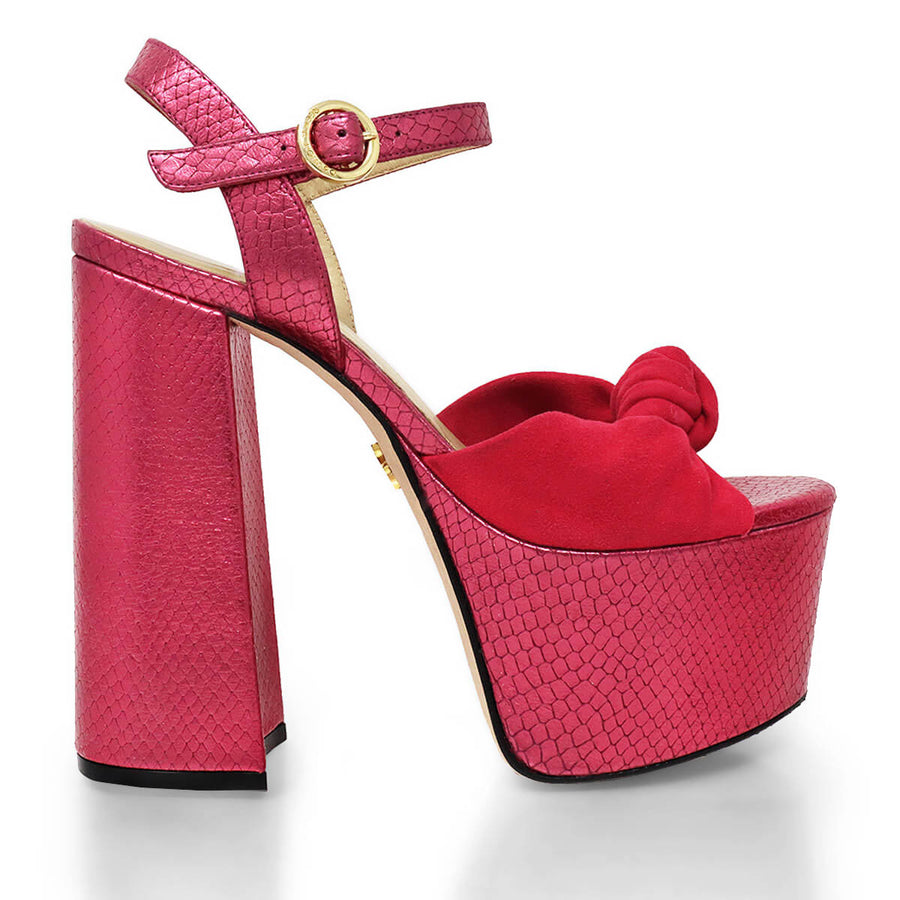 ALE 150 - Fucsia Regina Romero Zapato Sandalia Plataforma Tacon Alto Para Dama en Piel