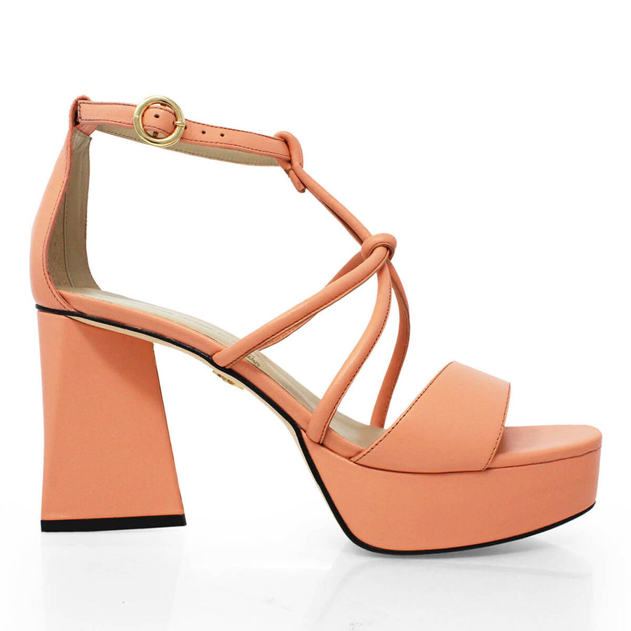 CALIPSO 95 - Coral Regina Romero Zapato Sandalia Plataforma Tacon Alto Para Dama en Piel