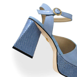 KIANA 95 - Charol Azul Claro Regina Romero Zapato Sandalia Plataforma Tacon Alto Para Dama en Piel
