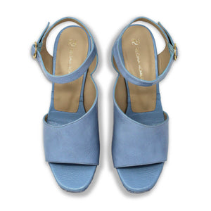 KIANA 95 - Charol Azul Claro Regina Romero Zapato Sandalia Plataforma Tacon Alto Para Dama en Piel