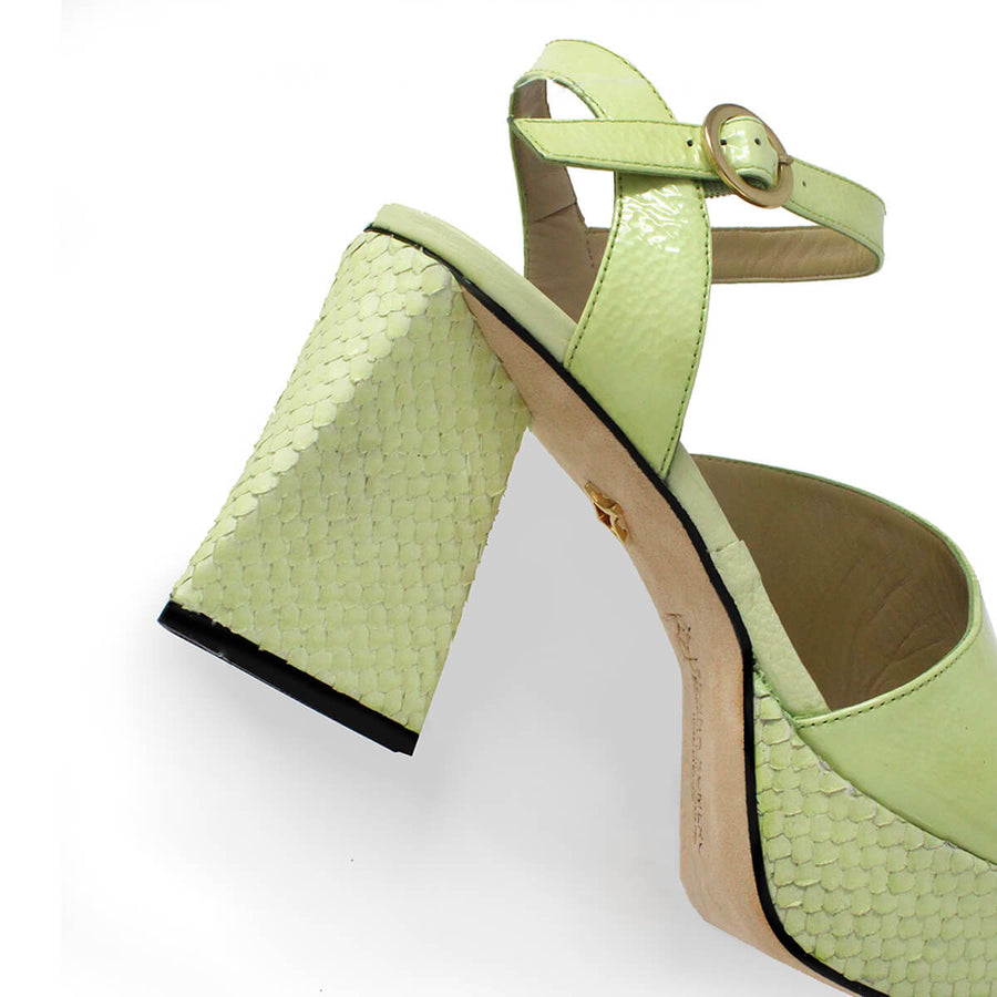 KIANA 95 - Light Green Patent Leather Regina Romero High Heel Platform Sandal Shoe for Women in Leather