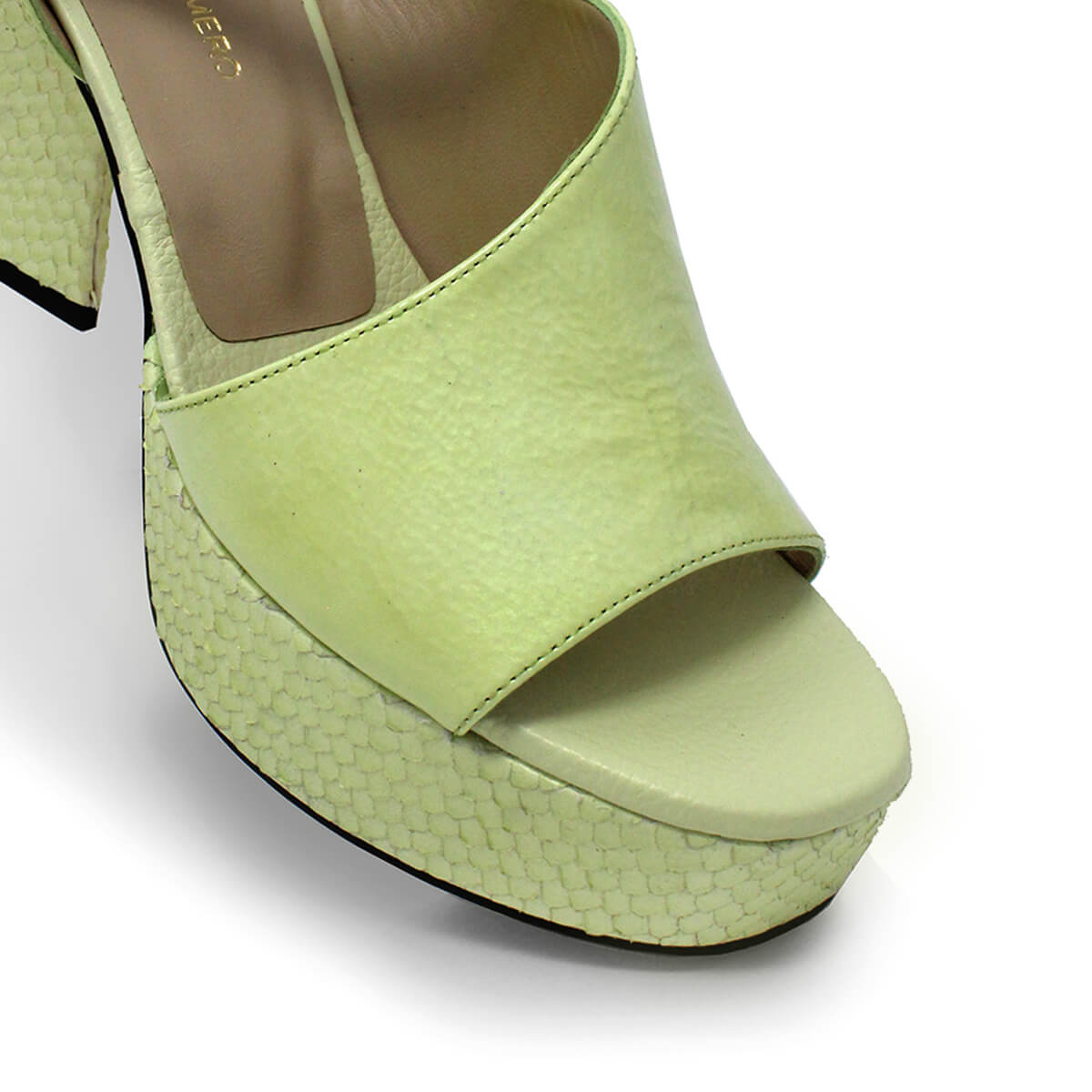 KIANA 95 - Charol Verde Claro Regina Romero Zapato Sandalia Plataforma Tacon Alto Para Dama en Piel