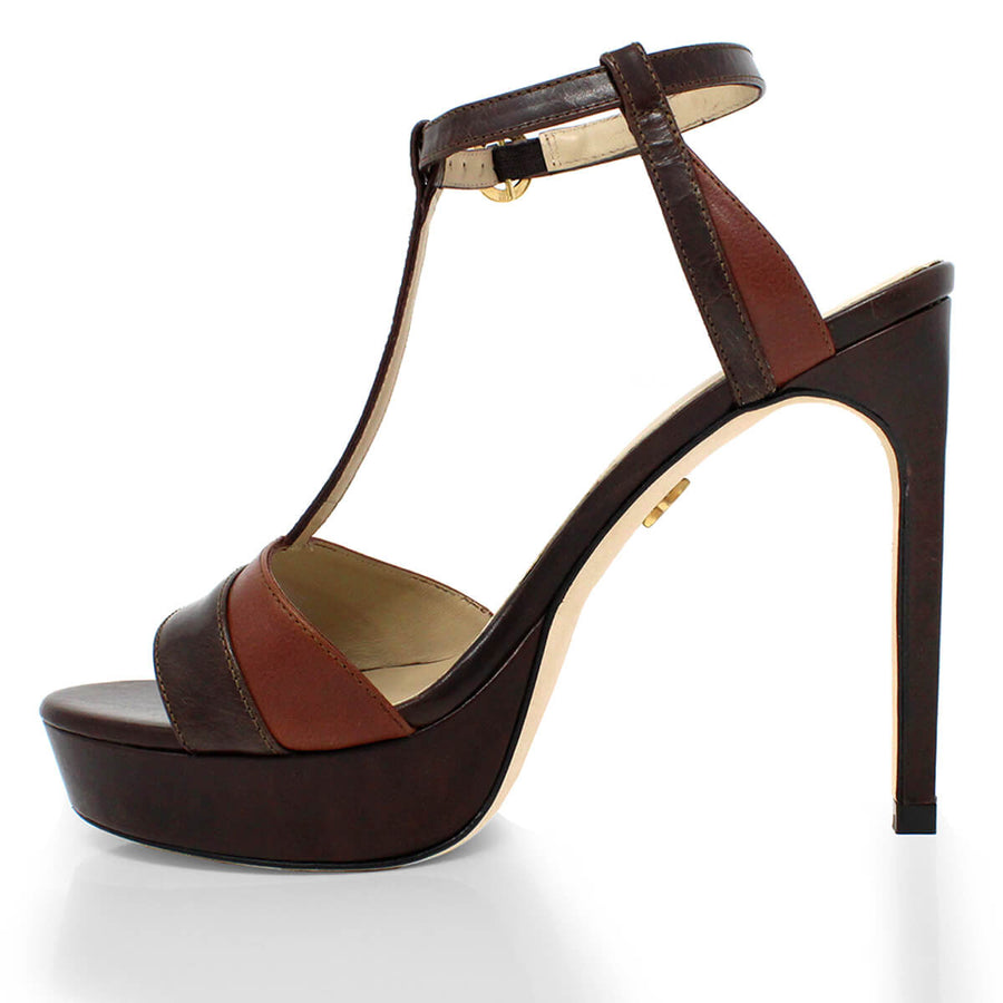 PITA 125 - Cafe Regina Romero High Heel Platform Sandal Shoe for Women in Leather