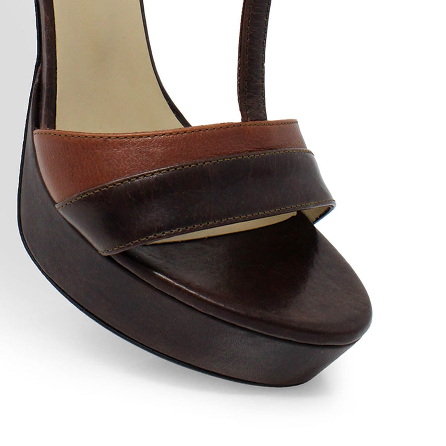 PITA 125 - Cafe Regina Romero High Heel Platform Sandal Shoe for Women in Leather