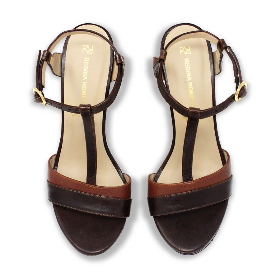 PITA 125 - Cafe Regina Romero High Heel Platform Sandal Shoe for Women in Leather