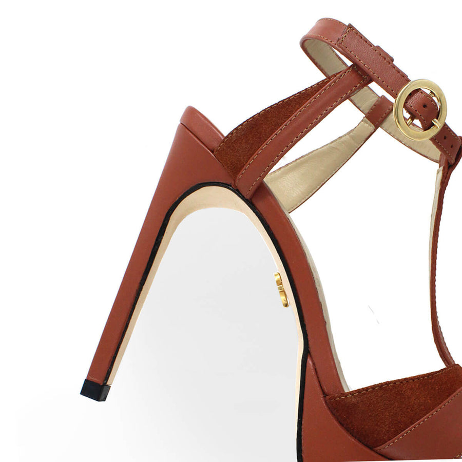 PITA 125 - Terracota Regina Romero Zapato Sandalia Plataforma Tacon Alto Para Dama en Piel