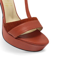 PITA 125 - Terracota Regina Romero Zapato Sandalia Plataforma Tacon Alto Para Dama en Piel