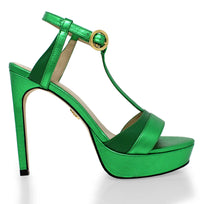 PITA 125 - Verde Regina Romero Zapato Sandalia Plataforma Tacon Alto Para Dama en Piel