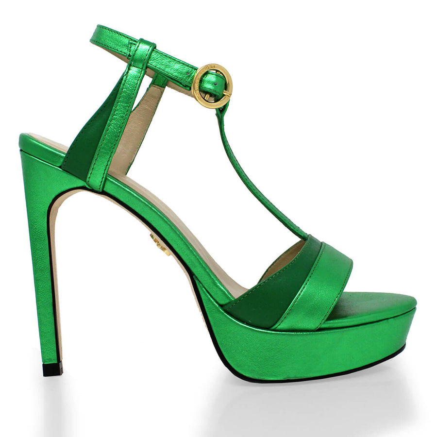 PITA 125 - Verde Regina Romero Zapato Sandalia Plataforma Tacon Alto Para Dama en Piel