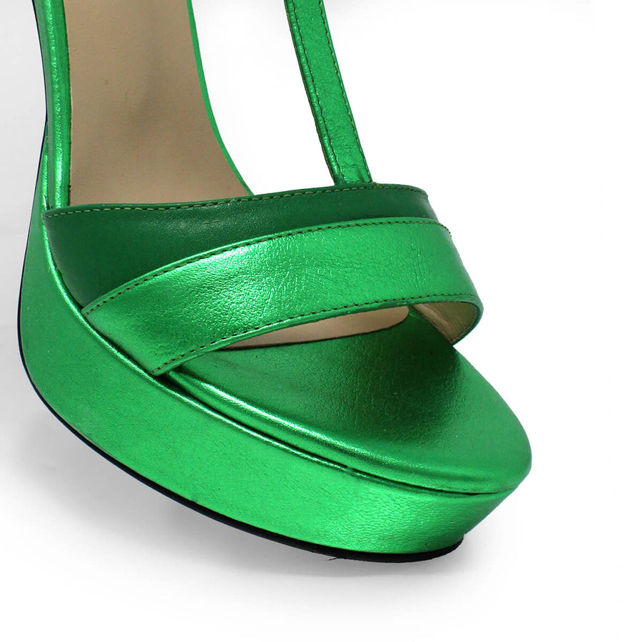 PITA 125 - Verde Regina Romero Zapato Sandalia Plataforma Tacon Alto Para Dama en Piel