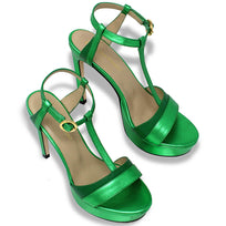 PITA 125 - Verde Regina Romero Zapato Sandalia Plataforma Tacon Alto Para Dama en Piel