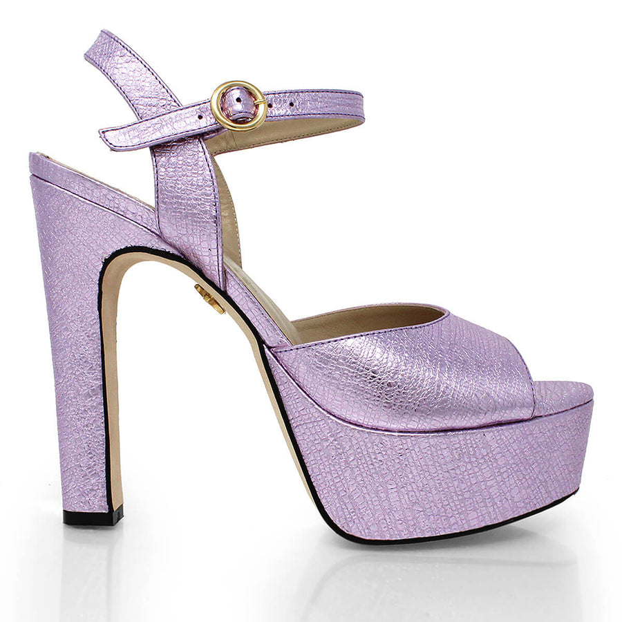 SABRINA 135 - Rosa Lila Regina Romero Zapato Sandalia Plataforma Tacon Alto Para Dama en Piel