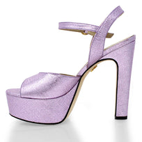 SABRINA 135 - Rosa Lila Regina Romero Zapato Sandalia Plataforma Tacon Alto Para Dama en Piel