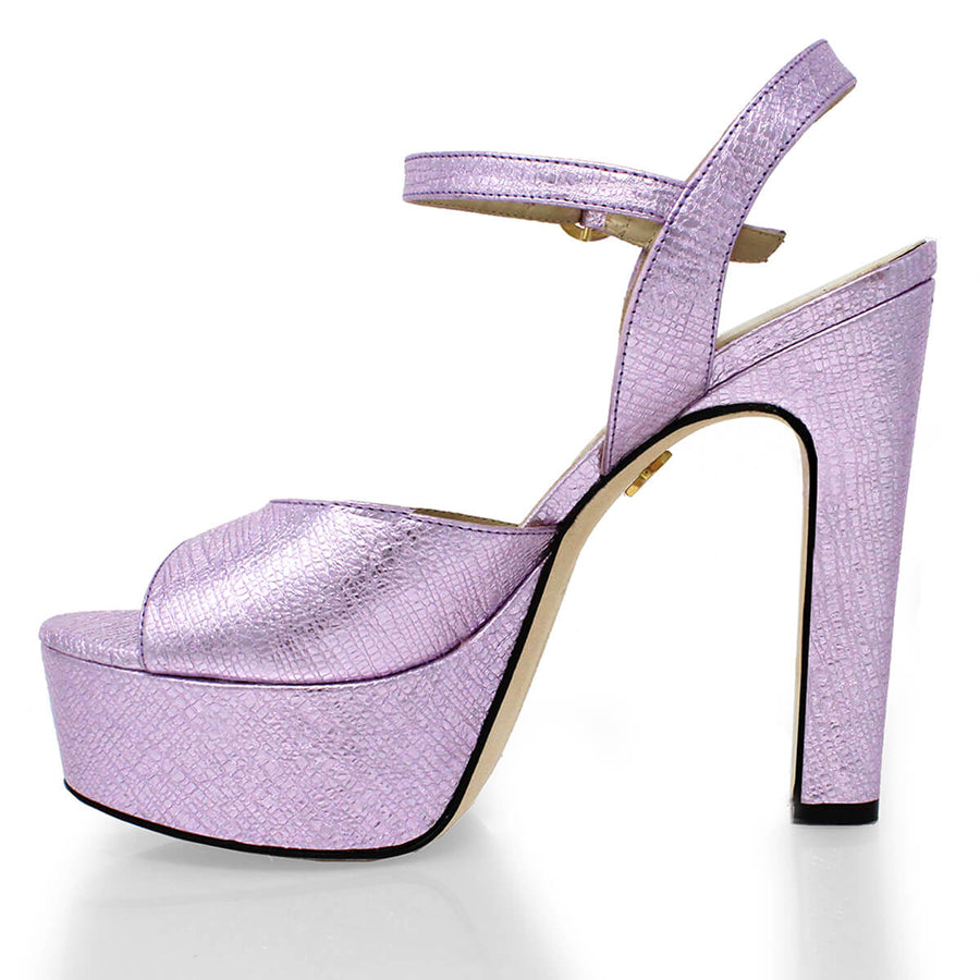 SABRINA 135 - Rosa Lila Regina Romero Zapato Sandalia Plataforma Tacon Alto Para Dama en Piel