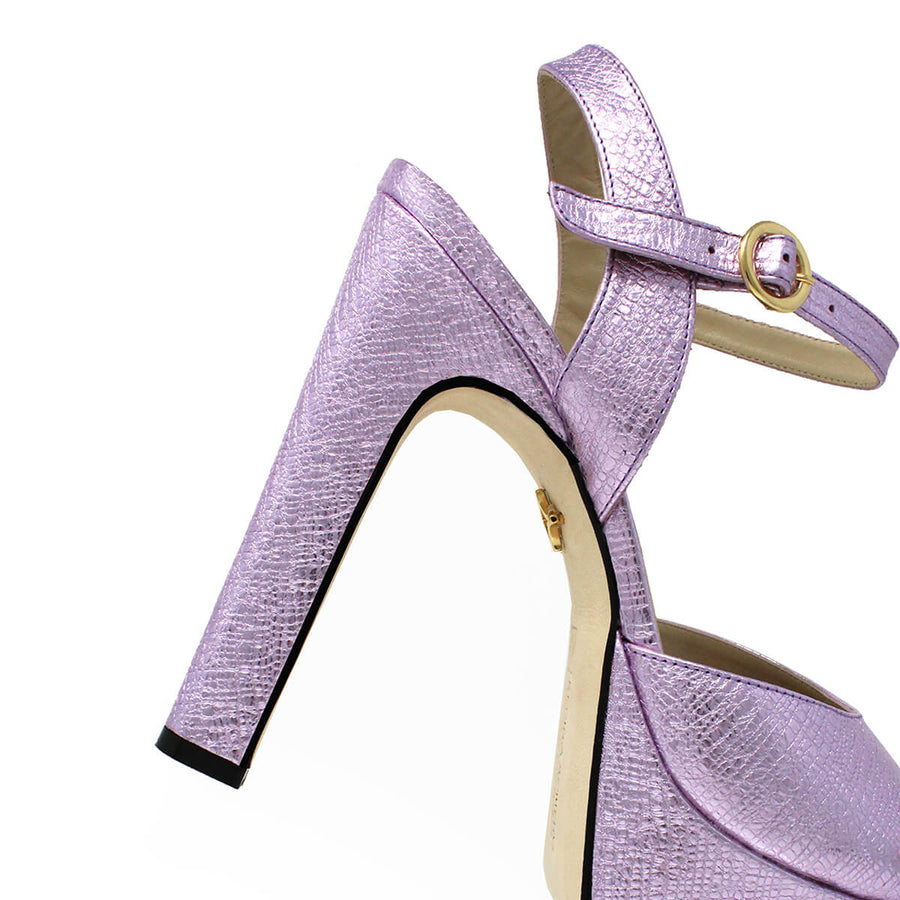 SABRINA 135 - Rosa Lila Regina Romero Zapato Sandalia Plataforma Tacon Alto Para Dama en Piel