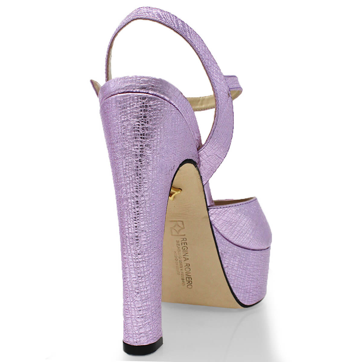 SABRINA 135 - Rosa Lila Regina Romero Zapato Sandalia Plataforma Tacon Alto Para Dama en Piel