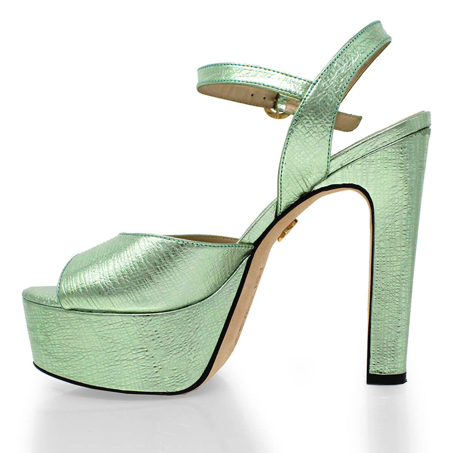 SABRINA 135 - Mint Regina Romero High Heel Platform Sandal Shoe for Women in Leather