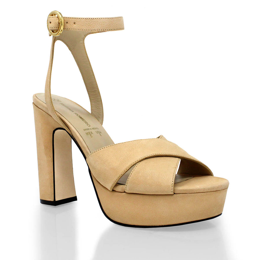 VENUS 120 - Vanilla Regina Romero High Heel Platform Sandal Shoe for Women in Leather