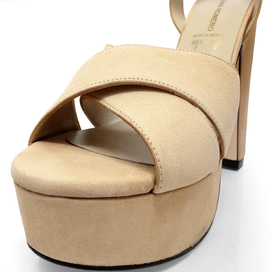 VENUS 120 - Vanilla Regina Romero High Heel Platform Sandal Shoe for Women in Leather