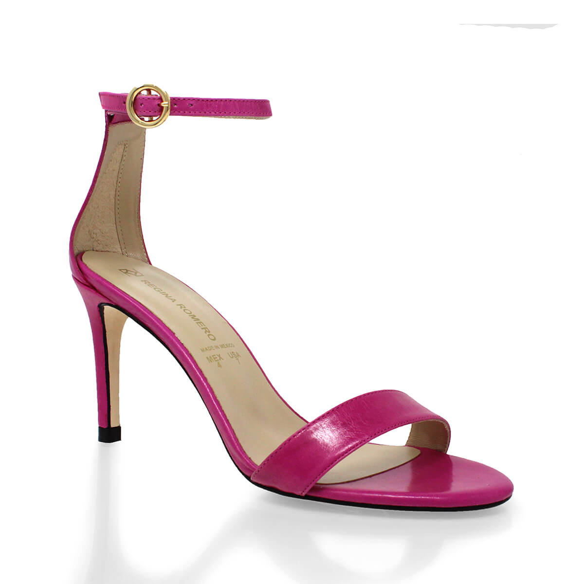 CLAUDINE 85 - Coral Regina Romero High Heel Sandal Shoe for Lady in Leather