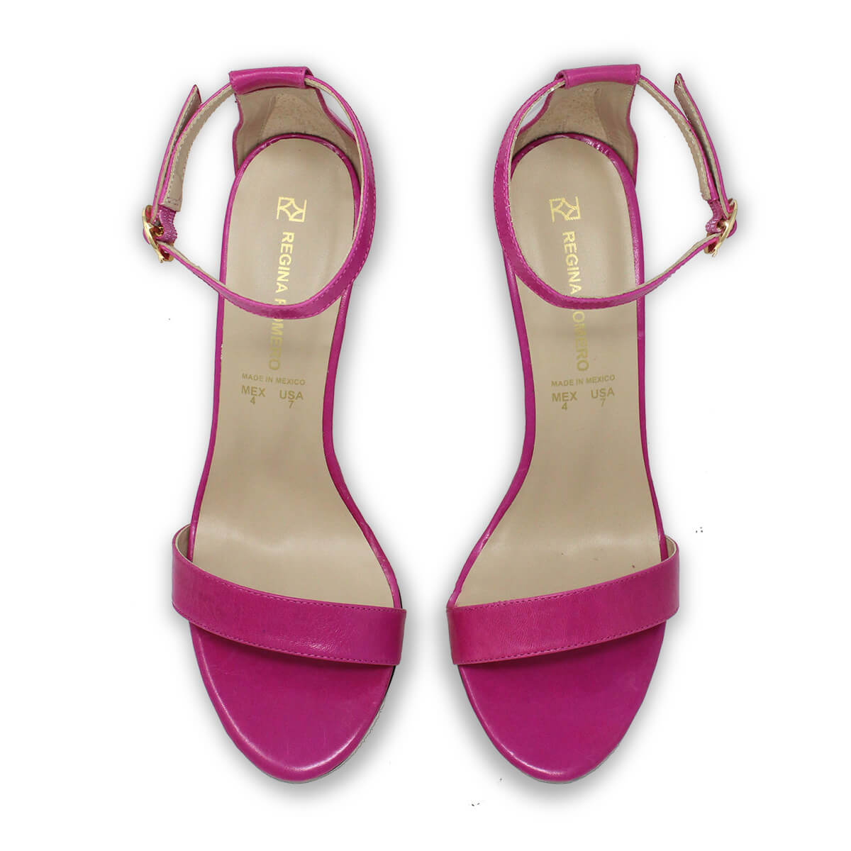 CLAUDINE 85 - Fucsia Regina Romero Zapato Sandalia Zapatilla Tacon Alto Para Dama en Piel