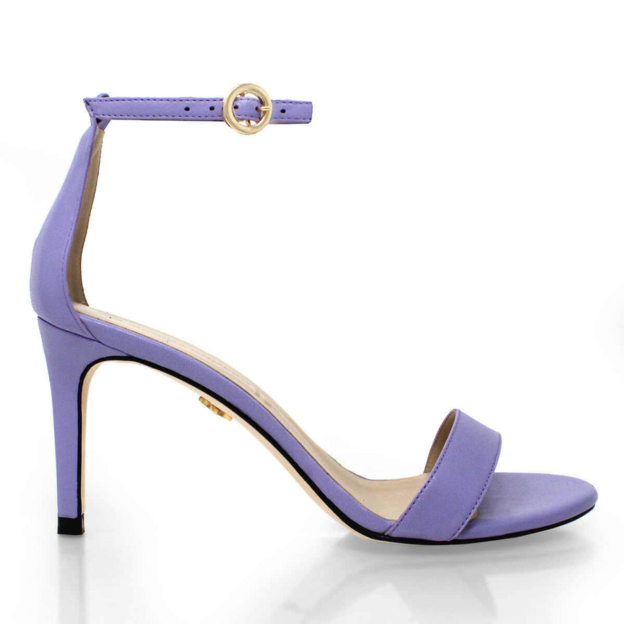 CLAUDINE 85 - Lila Regina Romero High Heel Sandal Slipper Shoe for Women in Leather