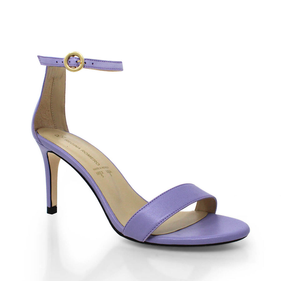 CLAUDINE 85 - Lila Regina Romero High Heel Sandal Slipper Shoe for Women in Leather