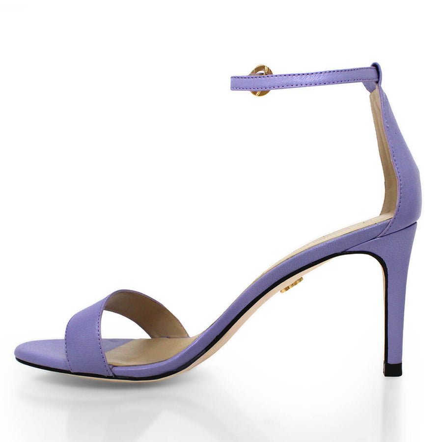 CLAUDINE 85 - Lila Regina Romero High Heel Sandal Slipper Shoe for Women in Leather