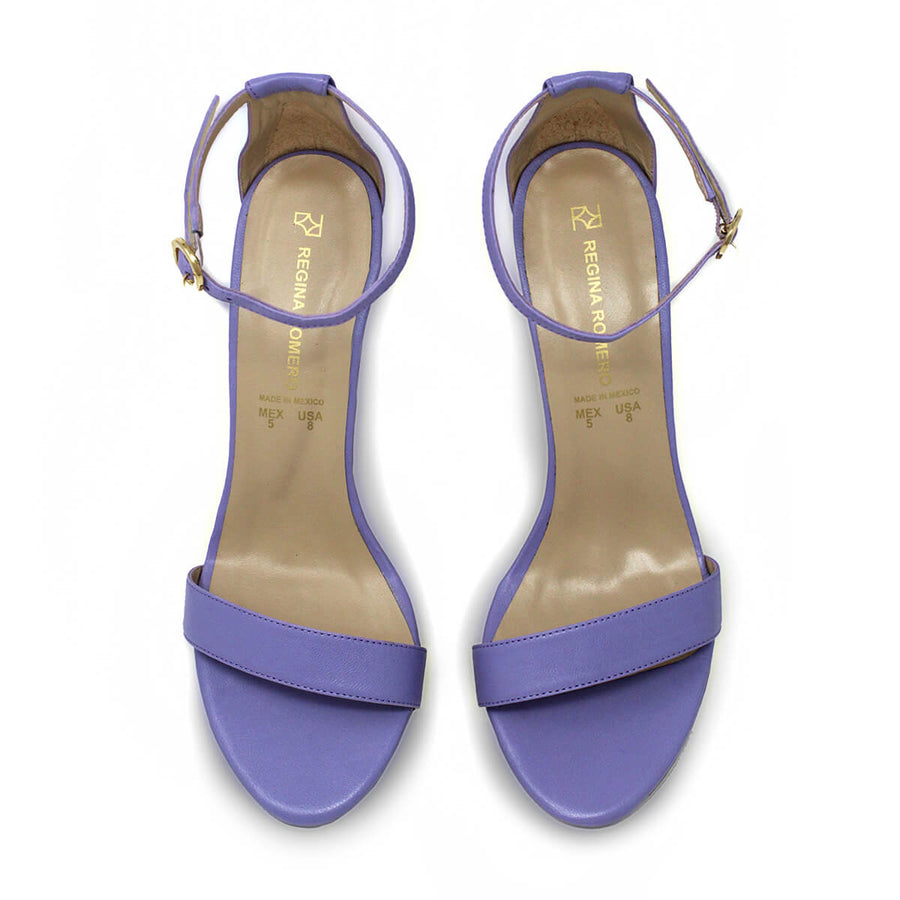 CLAUDINE 85 - Lila Regina Romero High Heel Sandal Slipper Shoe for Women in Leather