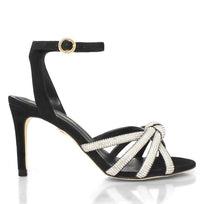 MARTINA 85 GLAM - Ante Negro Regina Romero Zapato Sandalia Zapatilla Tacon Alto Para Dama en Piel