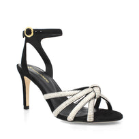 MARTINA 85 GLAM - Ante Negro Regina Romero Zapato Sandalia Zapatilla Tacon Alto Para Dama en Piel