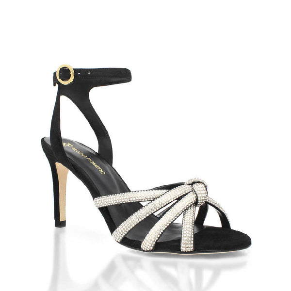 Sandalias Martina 85 Glam Regina Romero en piel color ante negro, tacon alto