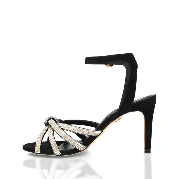 Sandalias Martina 85 Glam Regina Romero en piel color ante negro, tacon alto