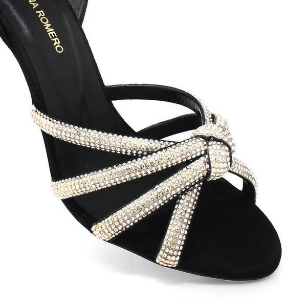 Sandalias Martina 85 Glam Regina Romero en piel color ante negro, tacon alto