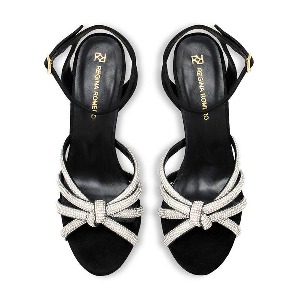 Sandalias Martina 85 Glam Regina Romero en piel color ante negro, tacon alto