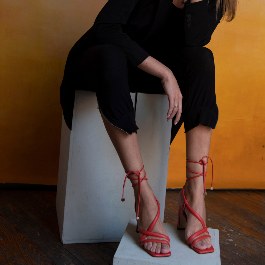 MIA 100 - Coral Regina Romero High Heel Sandal Shoe for Women in Leather