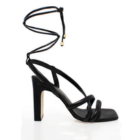 MIA 100 - Black Regina Romero High Heel Sandal Shoe for Women in Leather
