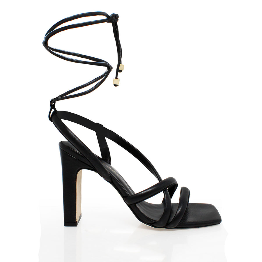 MIA 100 - Black Regina Romero High Heel Sandal Shoe for Women in Leather