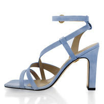 PIA 100 - Charol Azul Pastel Regina Romero Zapato Sandalia Zapatilla Tacon Alto Para Dama en Piel