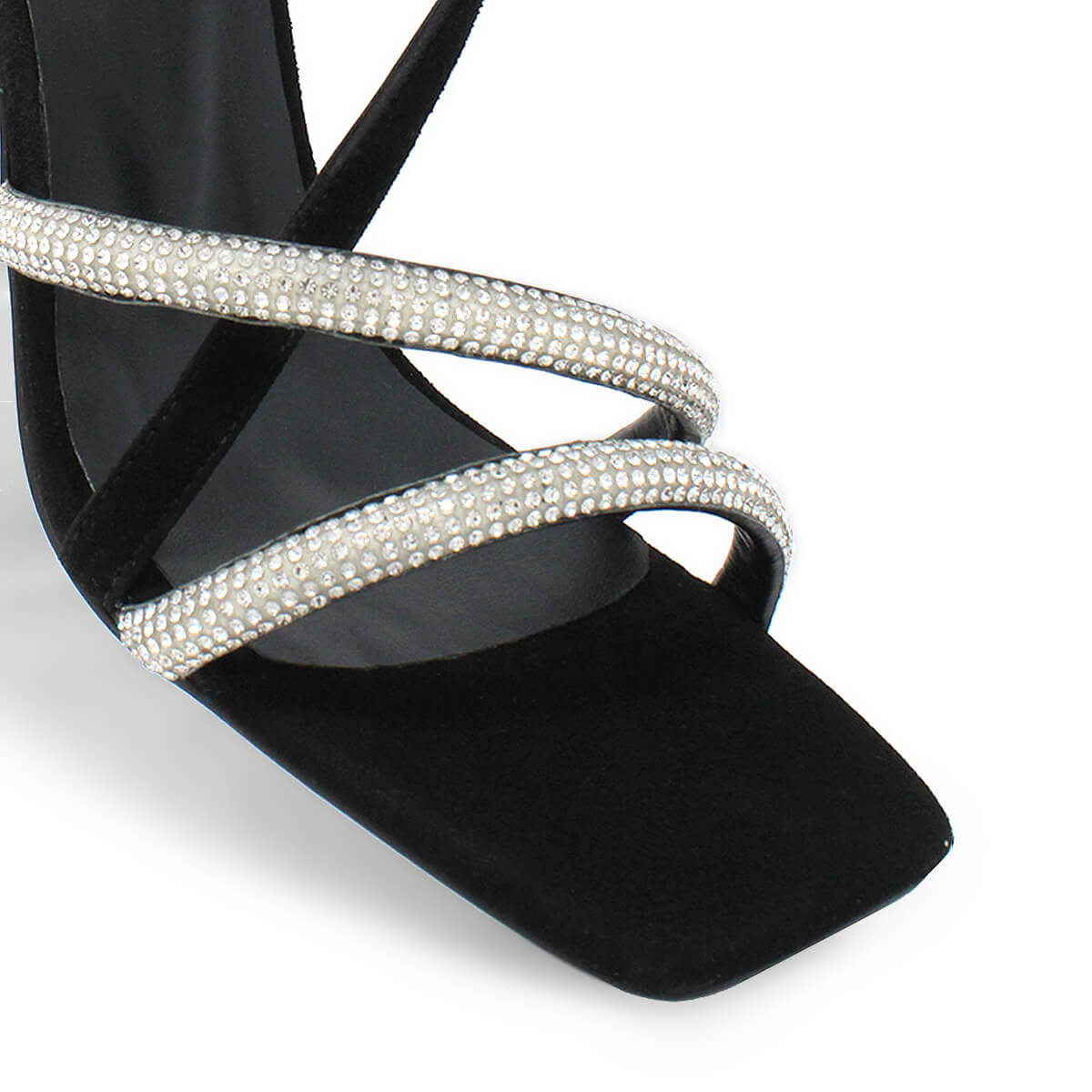 PIA 100 GLAM - Black Suede Regina Romero High Heel Sandal Slipper Shoe for Women in Leather