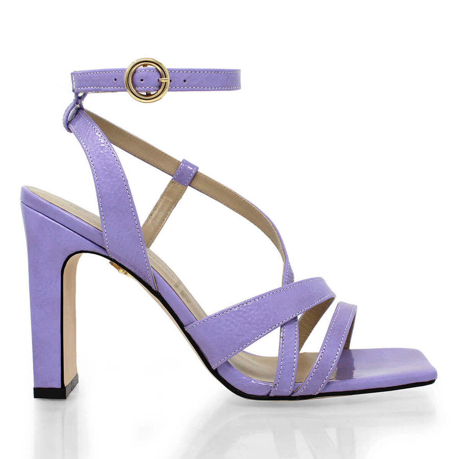 PIA 100 - Black and Stainless Steel Regina Romero High Heel Sandal Shoe for Lady in Leather