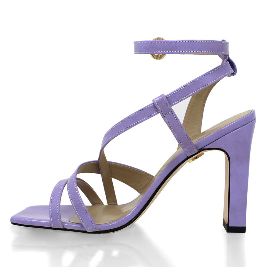 PIA 100 - Black and Stainless Steel Regina Romero High Heel Sandal Shoe for Lady in Leather