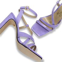 PIA 100 - Black and Stainless Steel Regina Romero High Heel Sandal Shoe for Lady in Leather