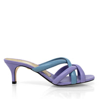 ALDA 60 - Lilac and Blue Regina Romero Low Heel Sandal Slipper Shoe for Women in Leather