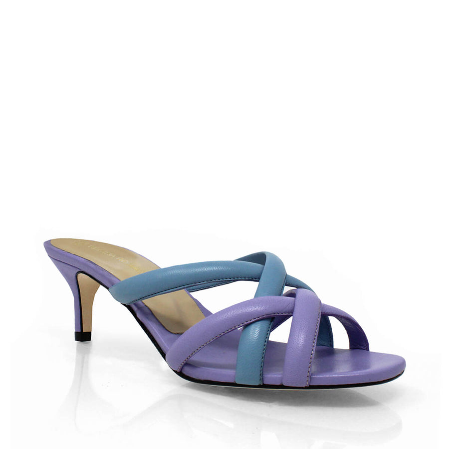 ALDA 60 - Lilac and Blue Regina Romero Low Heel Sandal Slipper Shoe for Women in Leather