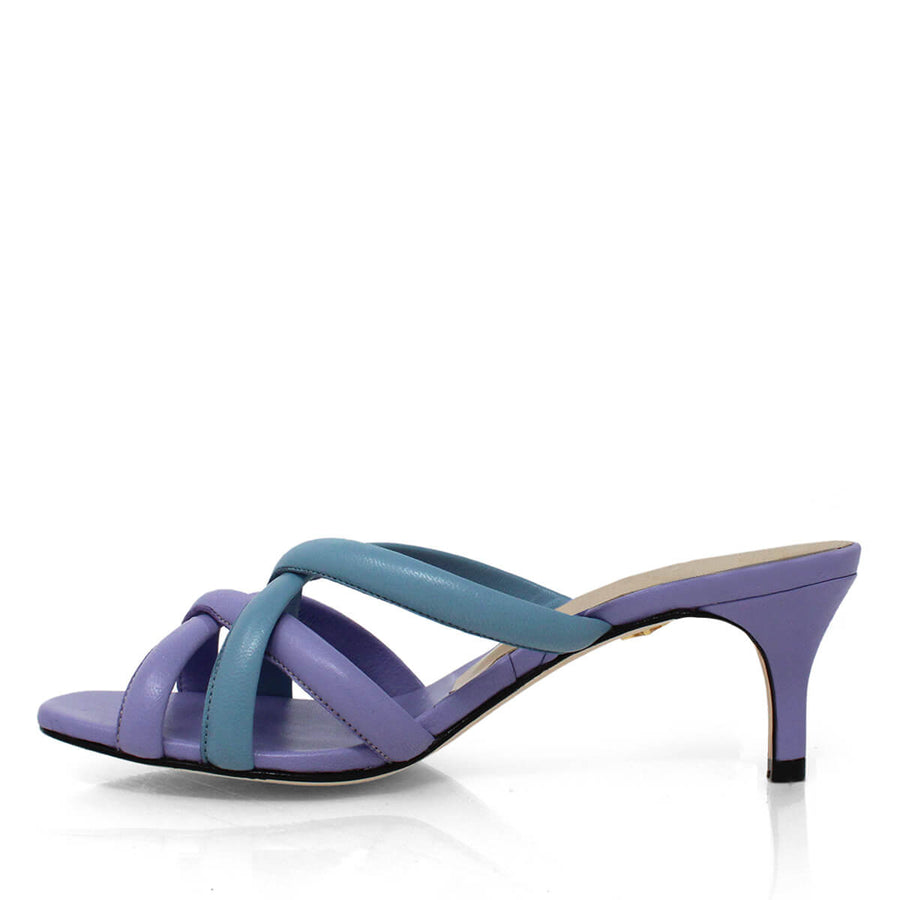 ALDA 60 - Lilac and Blue Regina Romero Low Heel Sandal Slipper Shoe for Women in Leather